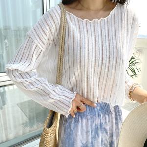 [드레스날다]내스타일 물결 루즈 크롭 시스루 긴팔니트(knit653)