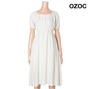 [오조크] 스퀘어넥 스티치 린넨 포켓 원피스 (K75-51611)