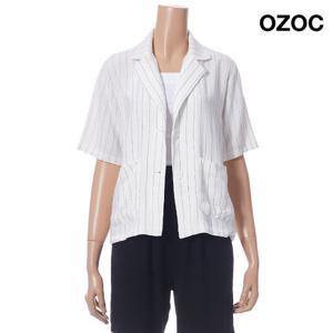 [오조크] 카라넥 스트라이프 포켓 린넨 자켓 (K75-41601)