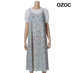 [오조크] 플라워 뷔스티에 쉬폰 롱 원피스 (K75-51420)