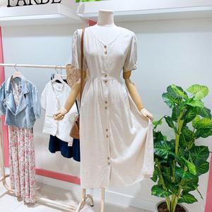 [파르베]페미닌투버튼린넨원피스(53822F200)