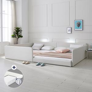 [지베스] 스테디2 LED 슬림둥지 패밀리침대 Q+Q+독립매트
