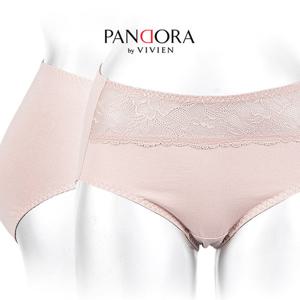[판도라by비비안] 자수 레이스망 시스루 면 삼각팬티 pt7130p