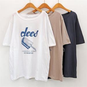 [강물처럼]빅사이즈사랑해요 E386L106 쿨아이스크림면반팔티 ZY