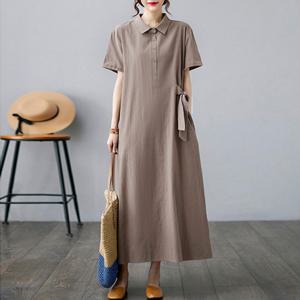 [유니제이] 르본 카라 스트랩 반팔 원피스