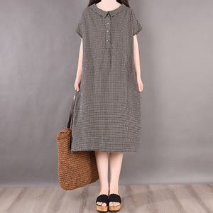 [유니제이] 루이드 체크 카라 원피스