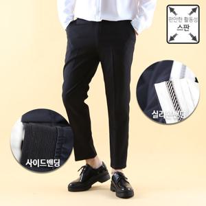 사이드밴딩 셔츠빠짐없는 링클프리스판 블랙 슬랙스 DGSH1001