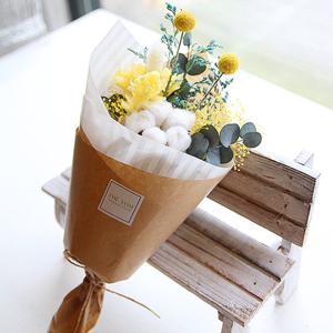 [더봄/프리저브드플라워]목화와 골든볼 미니꽃다발