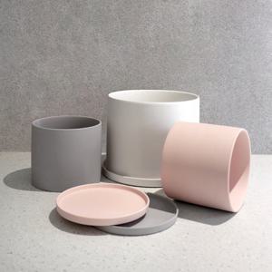 [마이플랜트] 라운드형 매트 컬러 클레이토분 14호 화분받침세트