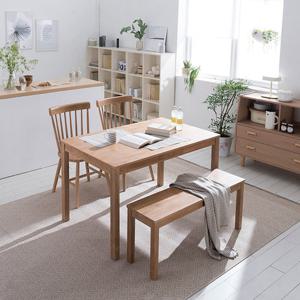 리바트 뉴시나몬 4인 원목식탁세트(원목의자+벤치)