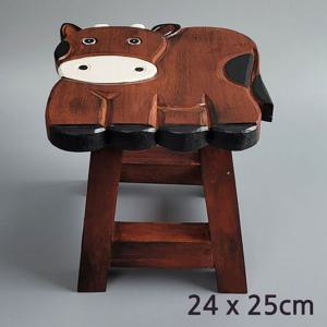 핸드메이드 황소 동물 캐릭터 원목 의자 스툴