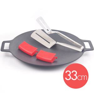 키친아트 캠핑용 그리들팬 33cm+실리콘손잡이+양면뒤집개