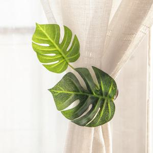 몬스테라 유칼립투스 조화 꽃 커튼 집게 타이백 열매잎 15cm 2컬러 인테리어 실내 장식 소품 고정 홀더