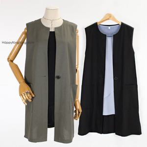 [해피통통] 여성 린넨 원버튼 롱 베스트 빅사이즈 여름용 정장 마 조끼 오피스옷 미시 여름아우터 여성의류