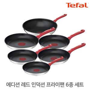 테팔 후라이팬 6p 세트/에디션레드 인덕션 IH 스텐 코팅 궁중팬