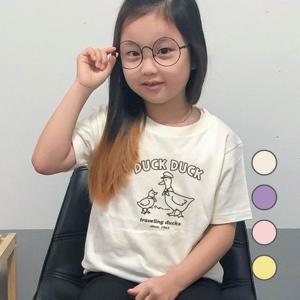 [험블][험블] 덕덕 프린팅티 캐릭터 라운드넥 여름아동반팔티셔