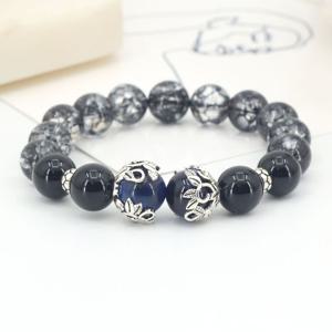 SG030-블랙버스트플라워10mm+블루 호안석+실버 925 염주 팔찌