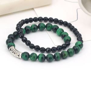 SG041-그린 호안석 8mm+블랙스피넬+실버 925 두줄 원석 은 팔찌