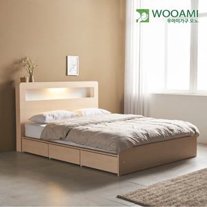 우아미가구 모노 비즈 LED 3서랍형 유로탑70T SS 침대 DM5021