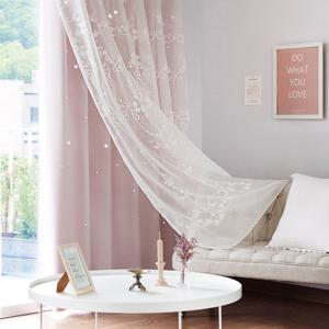 까르데코 디망쉬스타 펀칭암막+플뢰르쉬어 대형커튼4장+봉15자