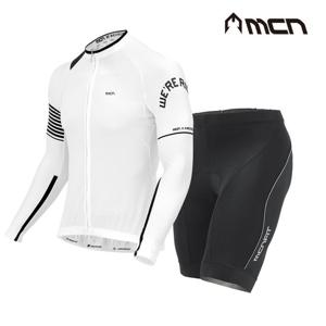 MCN 자전거의류세트 라이더 화이트 긴팔져지 4부바지