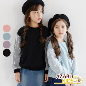 [아자브키즈] 꽃 모구 맨투맨 티 긴팔 여아 주니어 아동 티셔츠