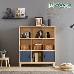 우아미가구 모노 스토리 9칸 원목책장 도어도장형 NA5055