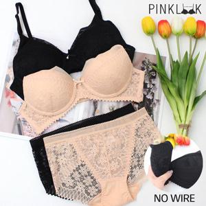 [핑크룩]  에필로그 노와이어 레이스 볼륨 브라팬티4종SET
