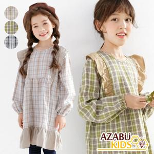 [아자브키즈] 모코코 체크 원피스 긴팔 여아 아동 주니어