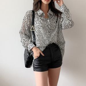 [나크21] (55~77) 시스루 호피 블라우스 NK11-T-2