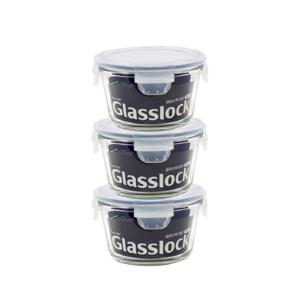글라스락 밀폐용기 원형 410ml 3개 반찬통