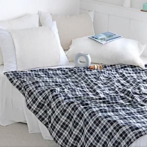 레브 네이비 체크 극세사 양면 블랭킷 캠핑 대형 담요 100x150