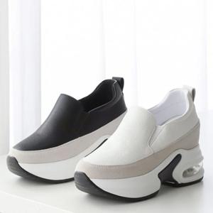 [더힐슈즈] 천연소가죽 키높이 여성 운동화 스니커즈 슬립온 9cm