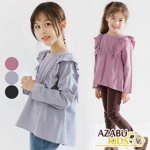 [아자브키즈] 아비나 프릴 티 긴팔 여아 주니어 블라우스 코튼