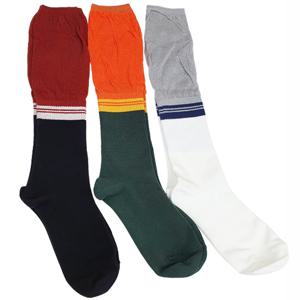 (3족) 라운딩 긴 패션양말/스포티 배색 골프니삭스세트/롱삭스