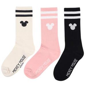 [보슈아]Bh 여성 미키로고 두줄양말3족 롱크루삭스 장목양말