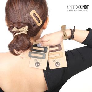 [KNOTXKNOT] 스타일업 비건 레더 스티치 사각 똑딱핀 2pcs