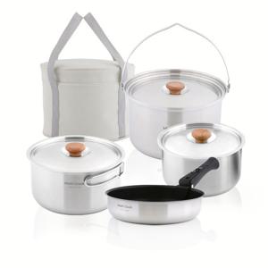 국산 멀티쿡 통3중 코펠 스텐 냄비 후라이팬 캠핑 코펠 세트 8p