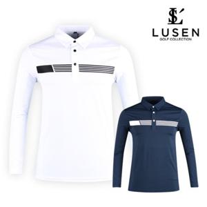[기타브랜드]남자 골프웨어 골프상의 오선 배색 긴팔 카라티셔츠