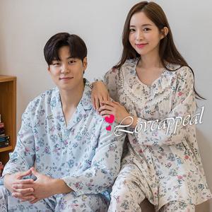 [러브어필] 실크느낌 럭셔리 플라워 커플잠옷(WC9506,M9506)