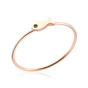 [비앤비골드] 18K 물고기탄생석 1mm에메랄드 텐션링반지NPR29260