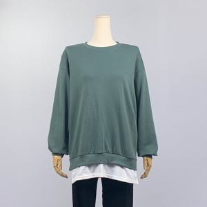 라운드넥 오버핏 이중 레이어드 맨투맨 티셔츠 (JA1WT049)