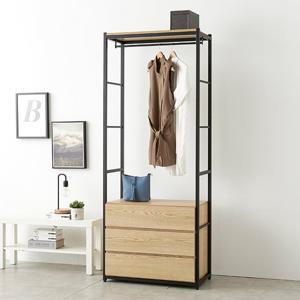 벨르 3단서랍형800 시스템 철재 행거 드레스룸 옷장