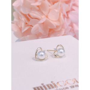 미니골드 14K 진주 펄 러브 귀걸이 EETS4178
