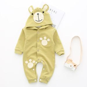 [조이멀티]올리브 그린 곰 발바닥 아동 후드우주복310140