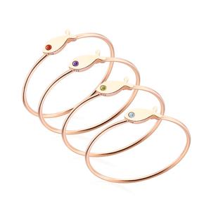 [비앤비골드] 14K 행운 물고기 탄생석 1mm 반지 모음 12종