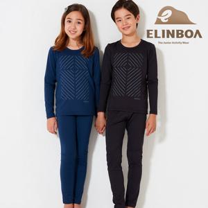 [엘인보아] 주니어 에어로히트 기모 내의 사선블랙/사선네이비