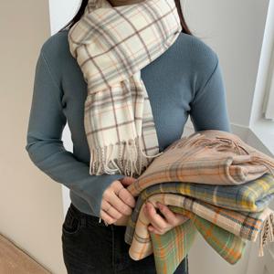 어나더뷰 남여공용 파스텔 체크 머플러 겨울 목도리 1123