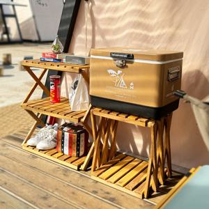 더글라스 원목 접이식 슬림 선반 3단 캠핑선반 감성우드선반