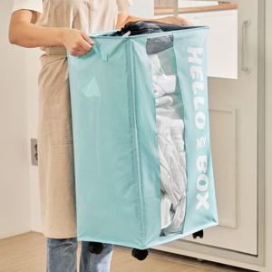 [리본제이]디자인 롤링 바스켓 분리수거함 90L (민트)